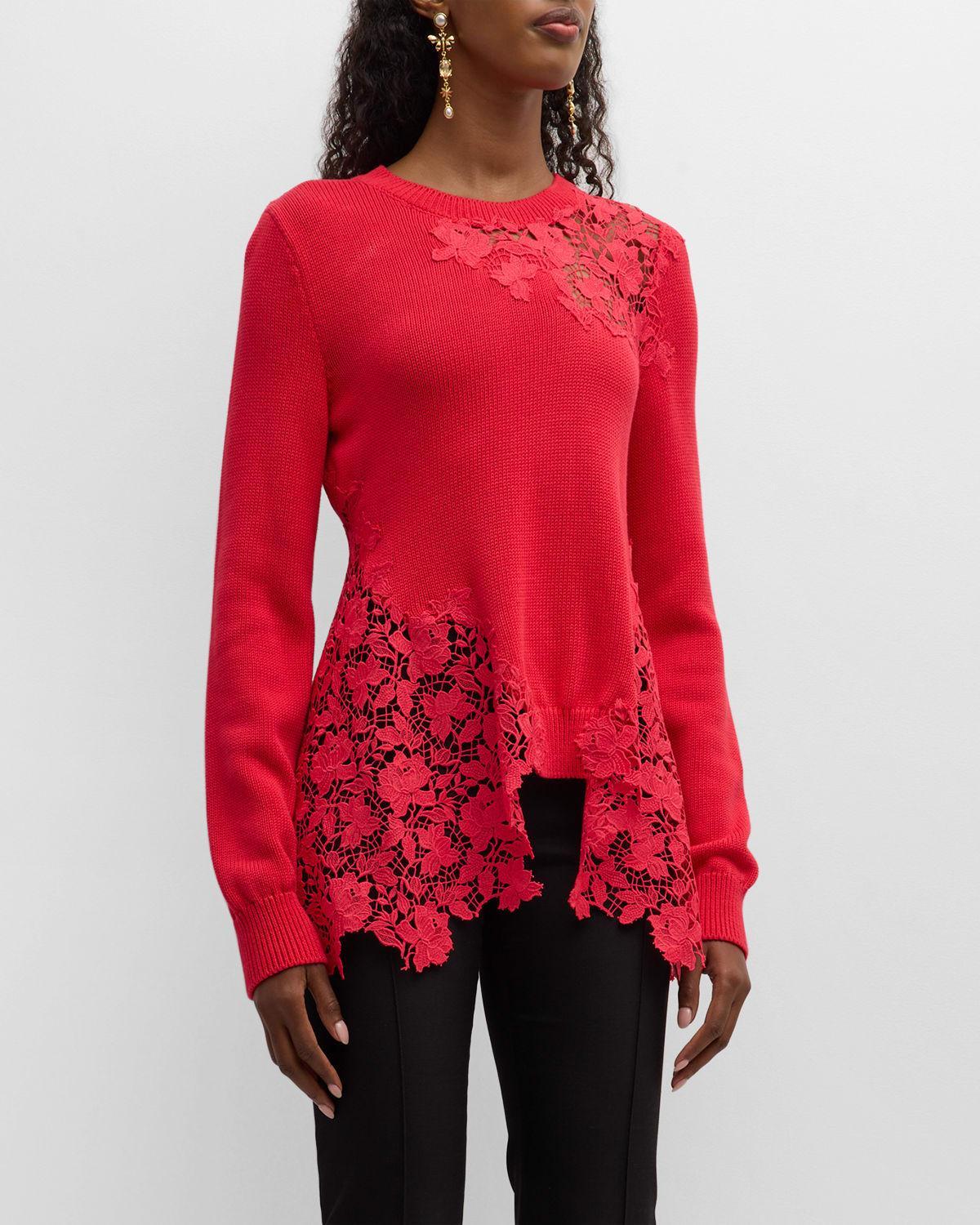 Gardenia Lace Insert Knit Sweater Product Image