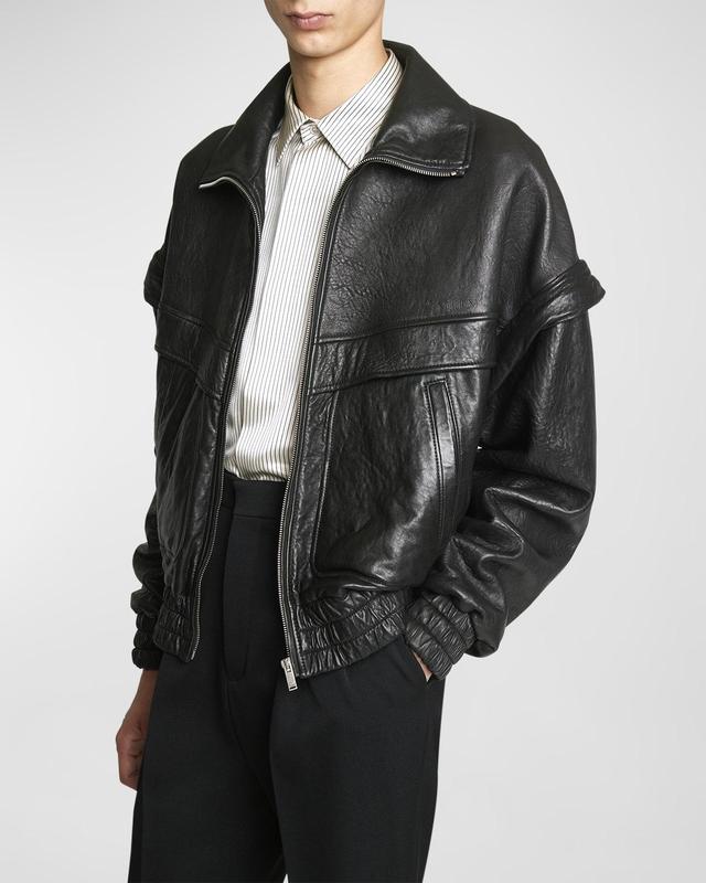 Mens 80s Leather Bomber Jacket Product Image