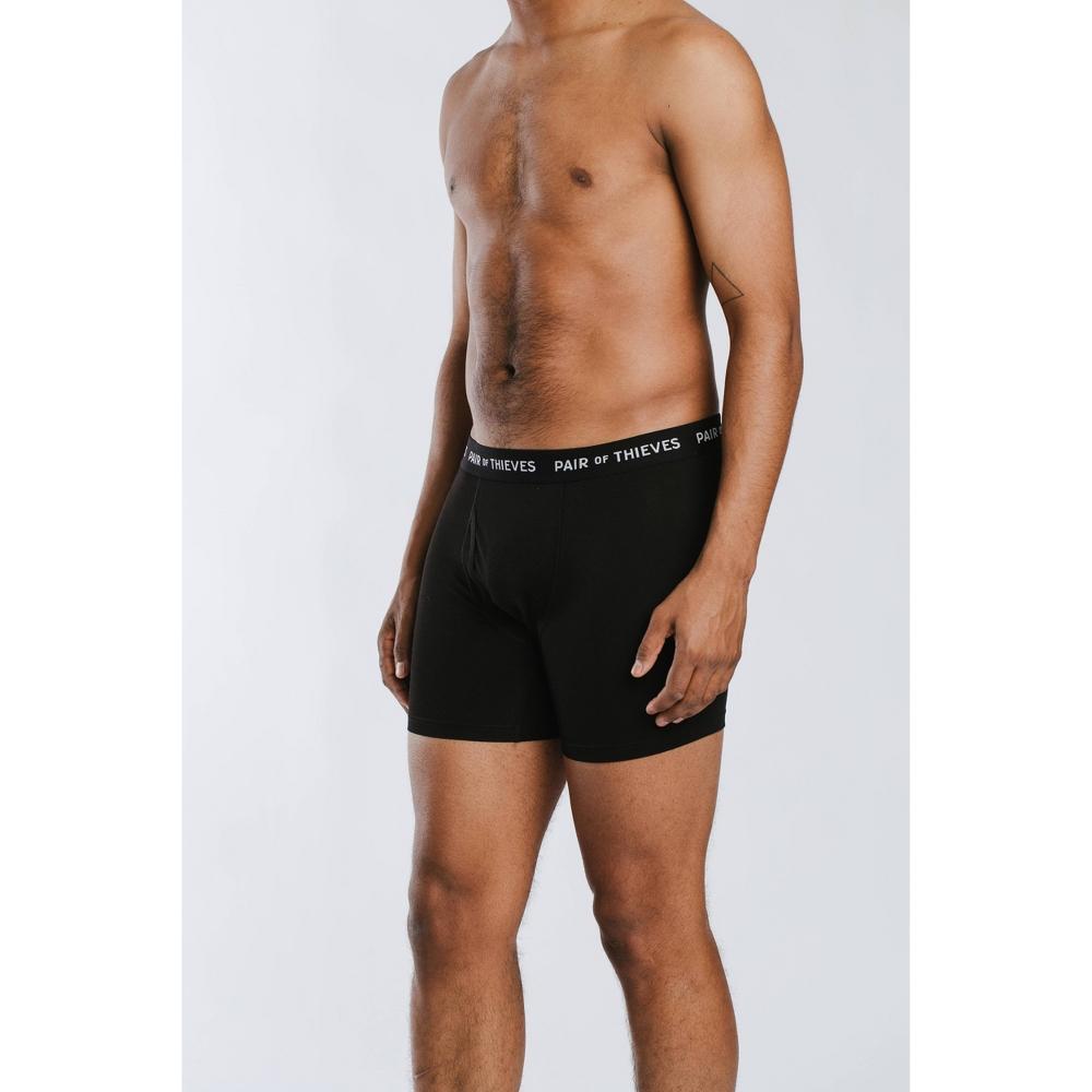 Pair of Thieves Mens Super Soft Boxer Briefs 2pk Black L: Comfortable, Lightweight, Mid Rise, Cotton Blend, Breathable Product Image