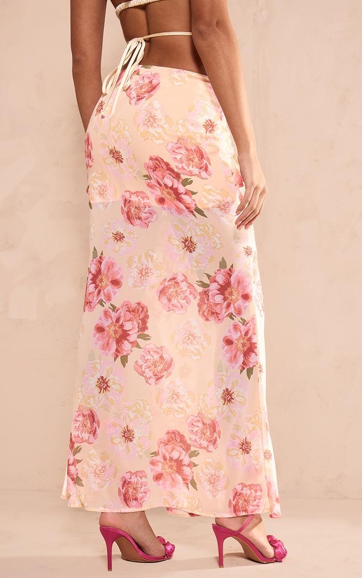 Lemon Floral Printed Ruffle Detail Maxi Skirt Product Image