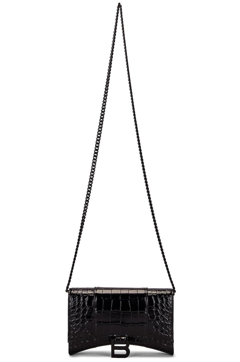 Balenciaga Hourglass Wallet on Chain Bag in Black Product Image