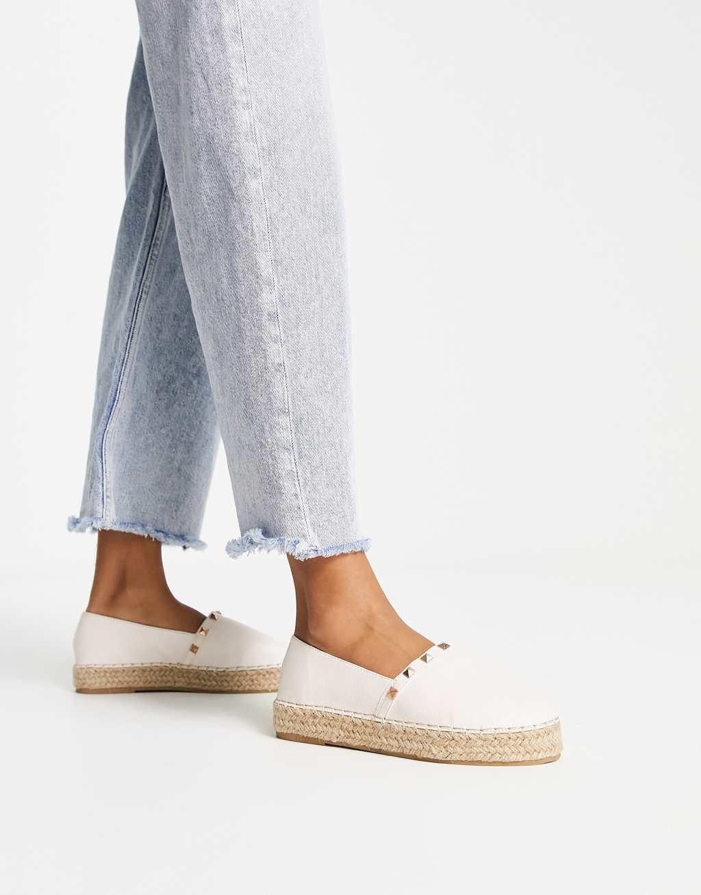 Truffle Collection studded espadrille shoes in beige Product Image