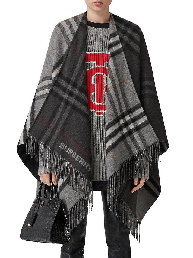 Giant Check Logo Cashmere-Blend Cape Product Image