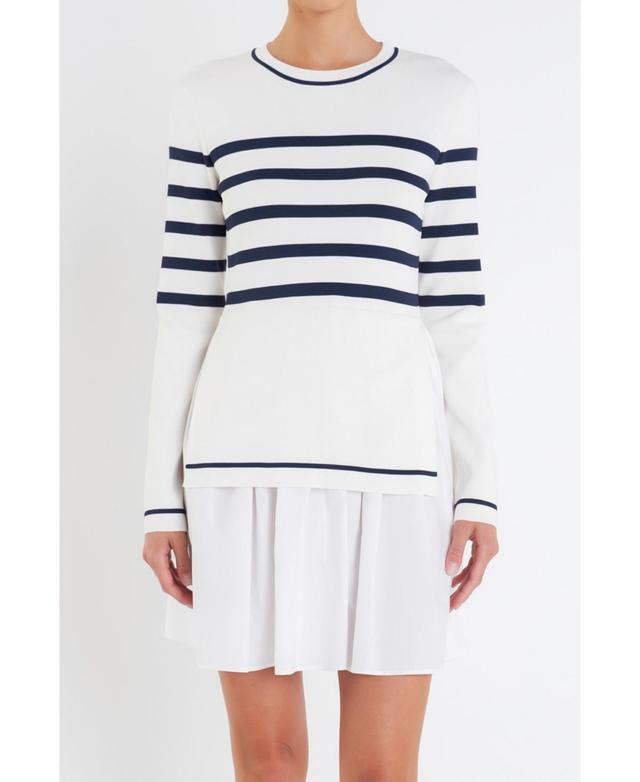 English Factory Womens Stripe Mix Media Dress Product Image