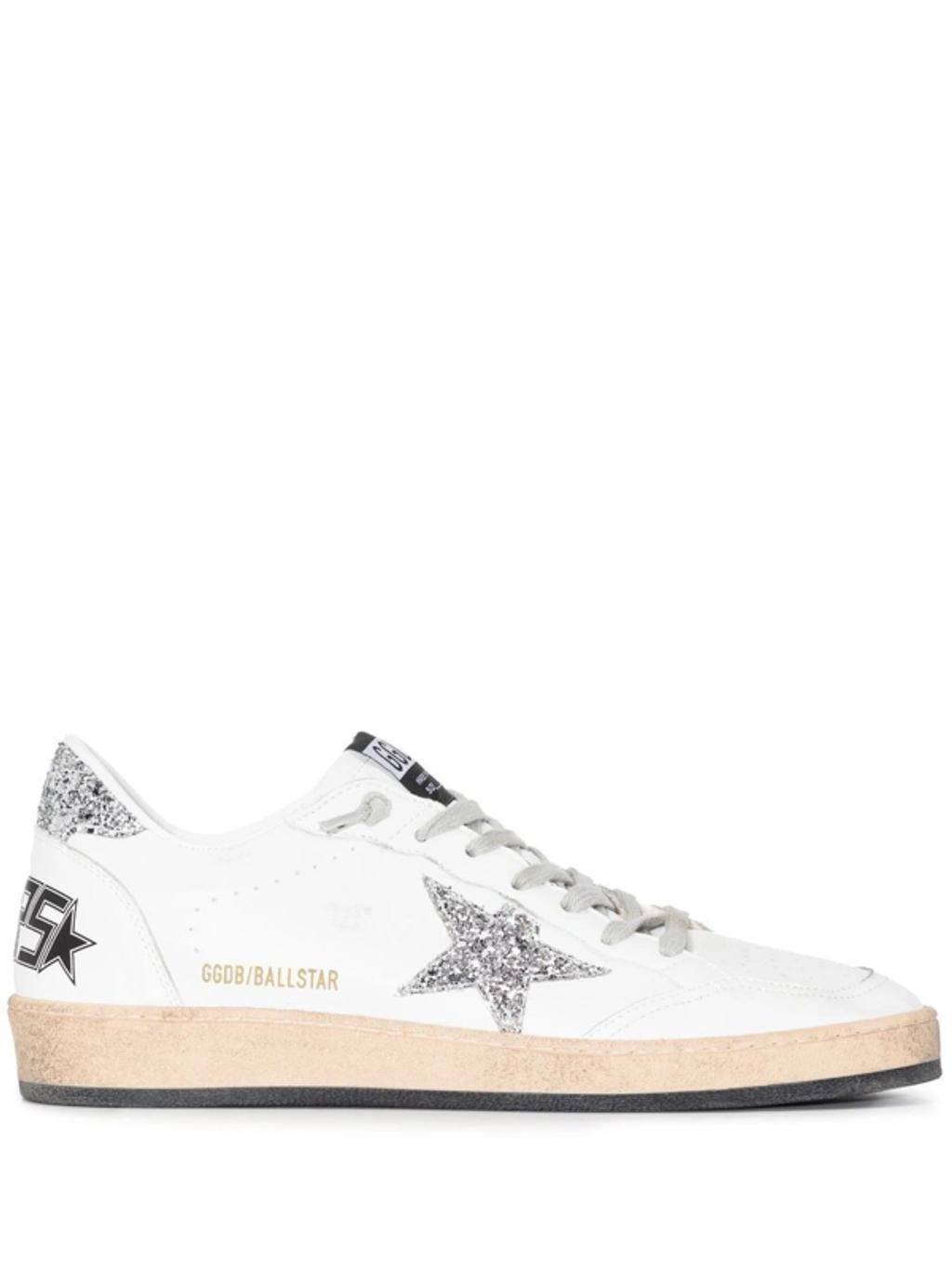 GOLDEN GOOSE White Leather Superstar Sneakers In Silver product image