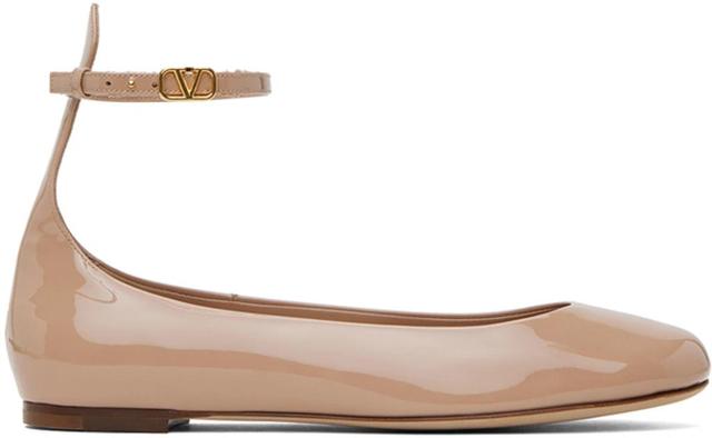 VALENTINO GARAVANI Pink Tan-go Patent Leather Ballerina Flats In Gf9 Rose Cannelle Product Image