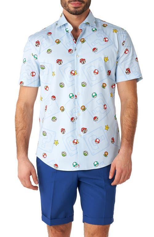 OppoSuits Super Mario Stretch Short Sleeve Button-Up Shirt Product Image