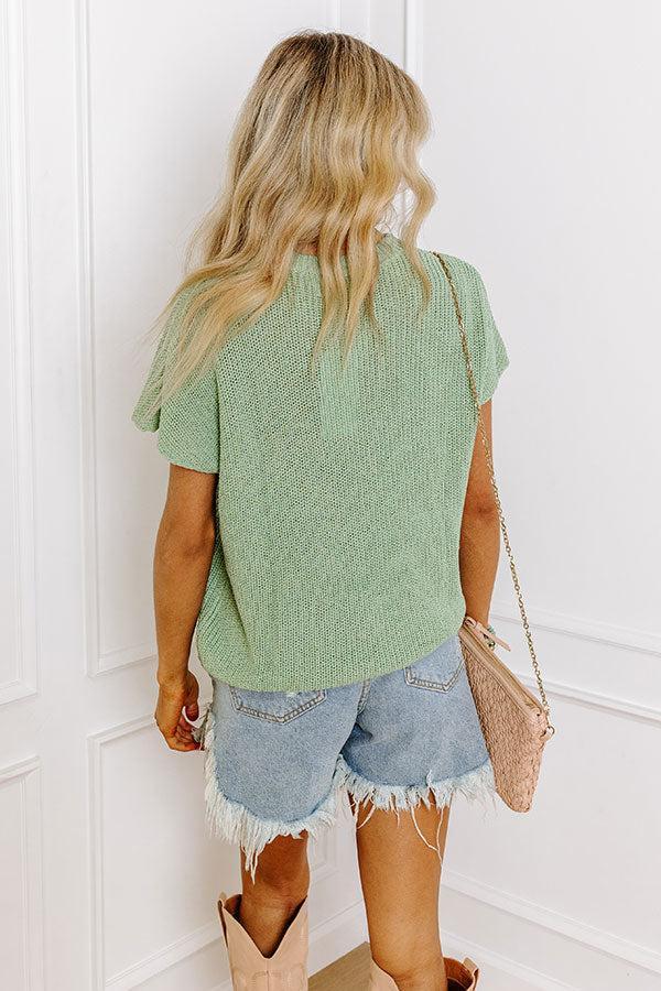 Boho Blooms Knit Top in Sage Product Image