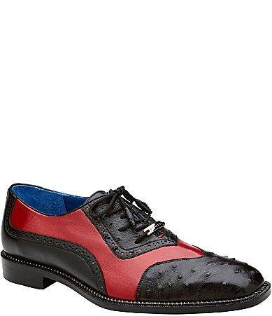 Belvedere Mens Seston Ostrich Quill Leather Colorblock Wingtip Oxfords Product Image