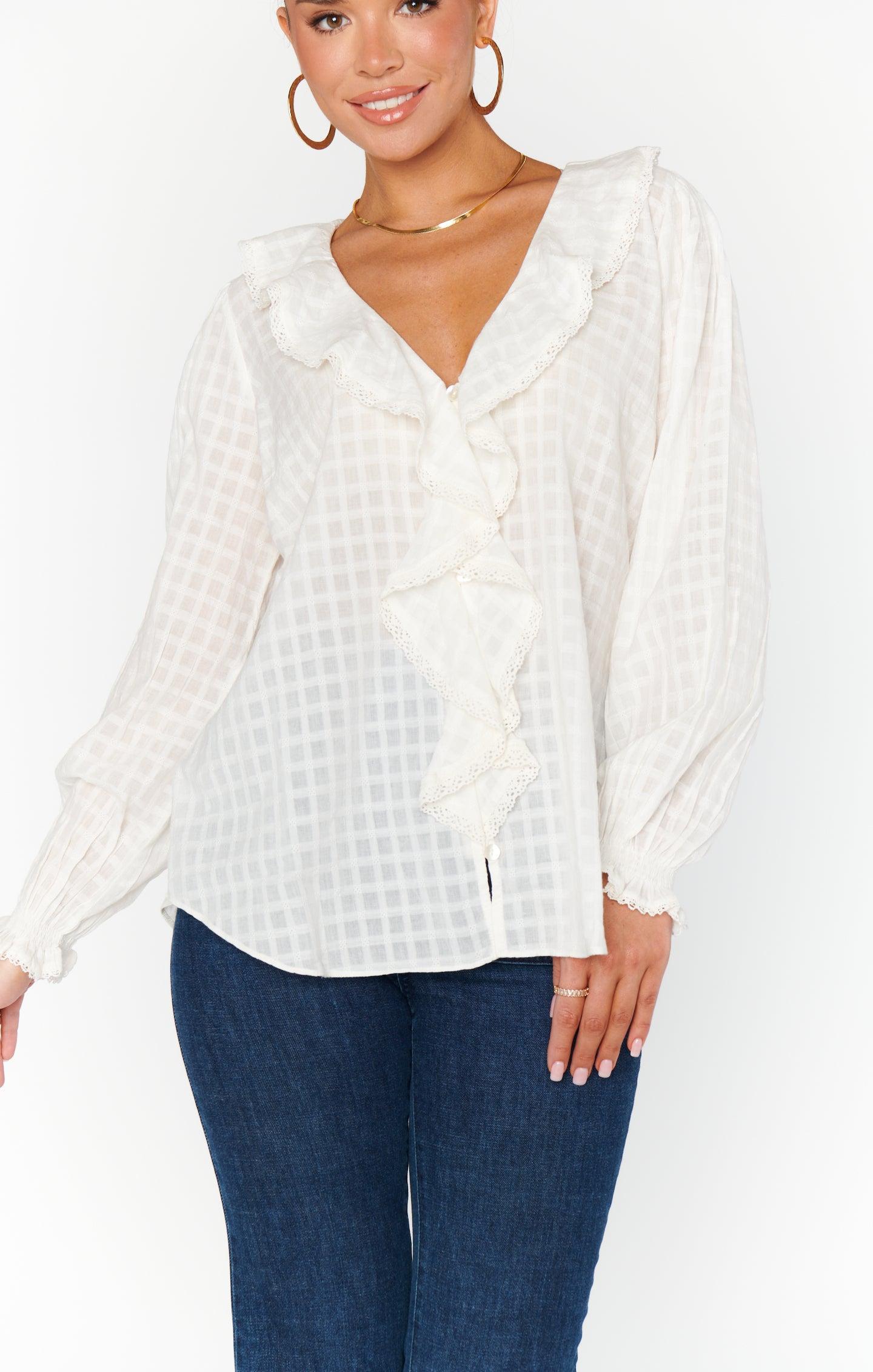 Lydia Ruffle Top ~ White Cotton Voile Product Image