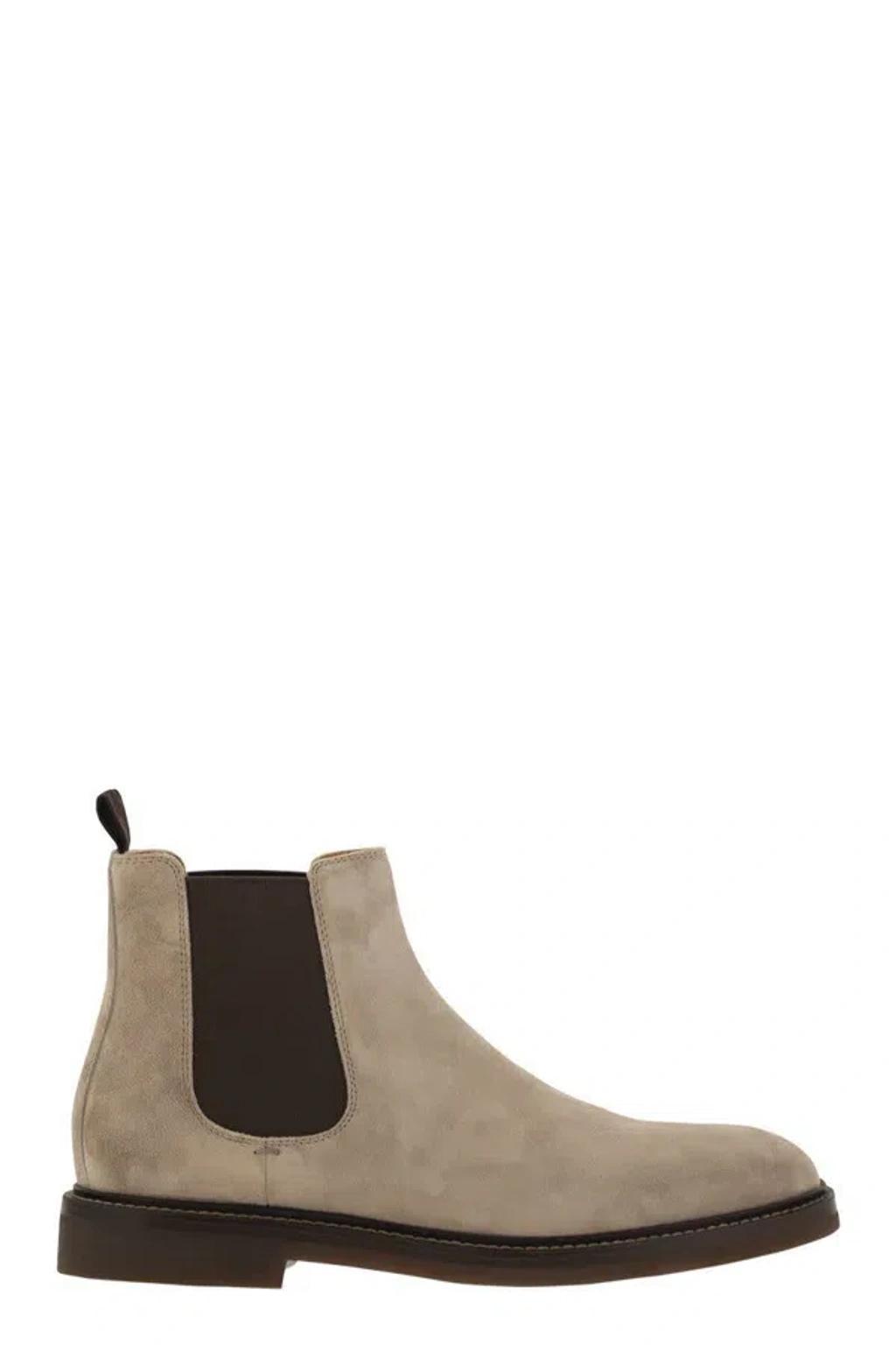 BRUNELLO CUCINELLI Chelsea Boot In Suede In Beige Product Image