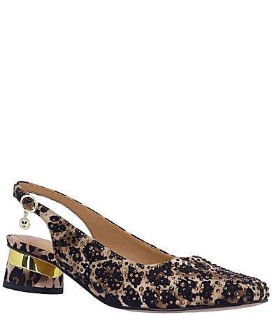 J. Renee Baline Leopard Print Rhinestone Sling Pumps Product Image