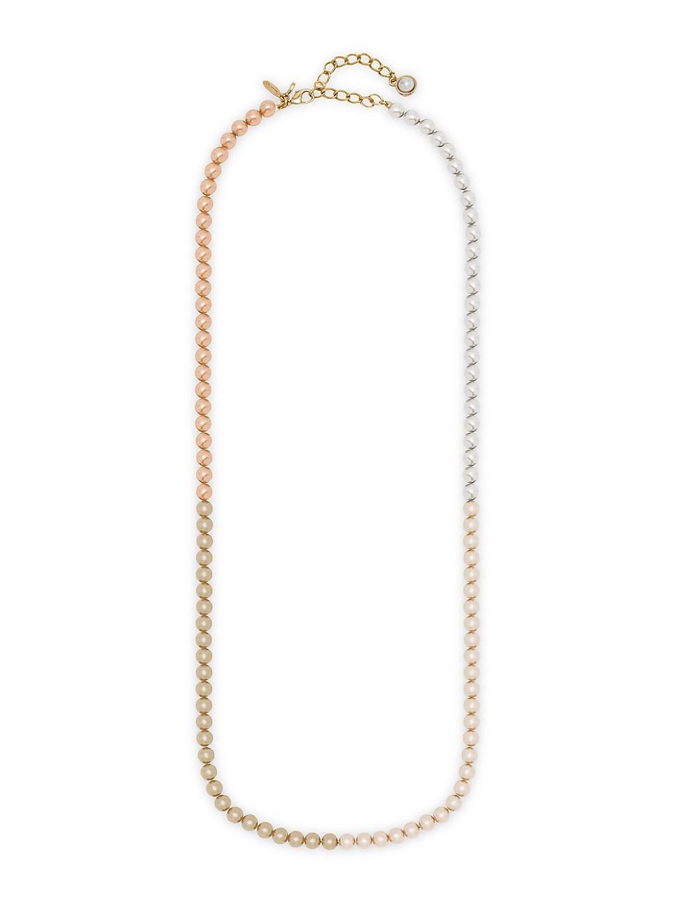 Womens Long Faux-Pearl & Goldtone Necklace Product Image