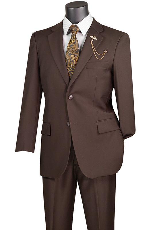 Nola Collection - Brown Regular Fit 2 Piece Suit Flat Front Pants with 2″ Elastic Waistband Product Image