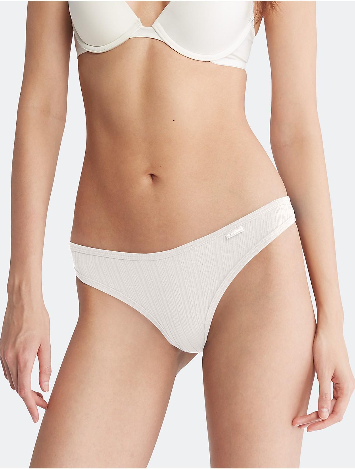 Calvin Klein Womens Ribbed Thong - Pink - XS Product Image