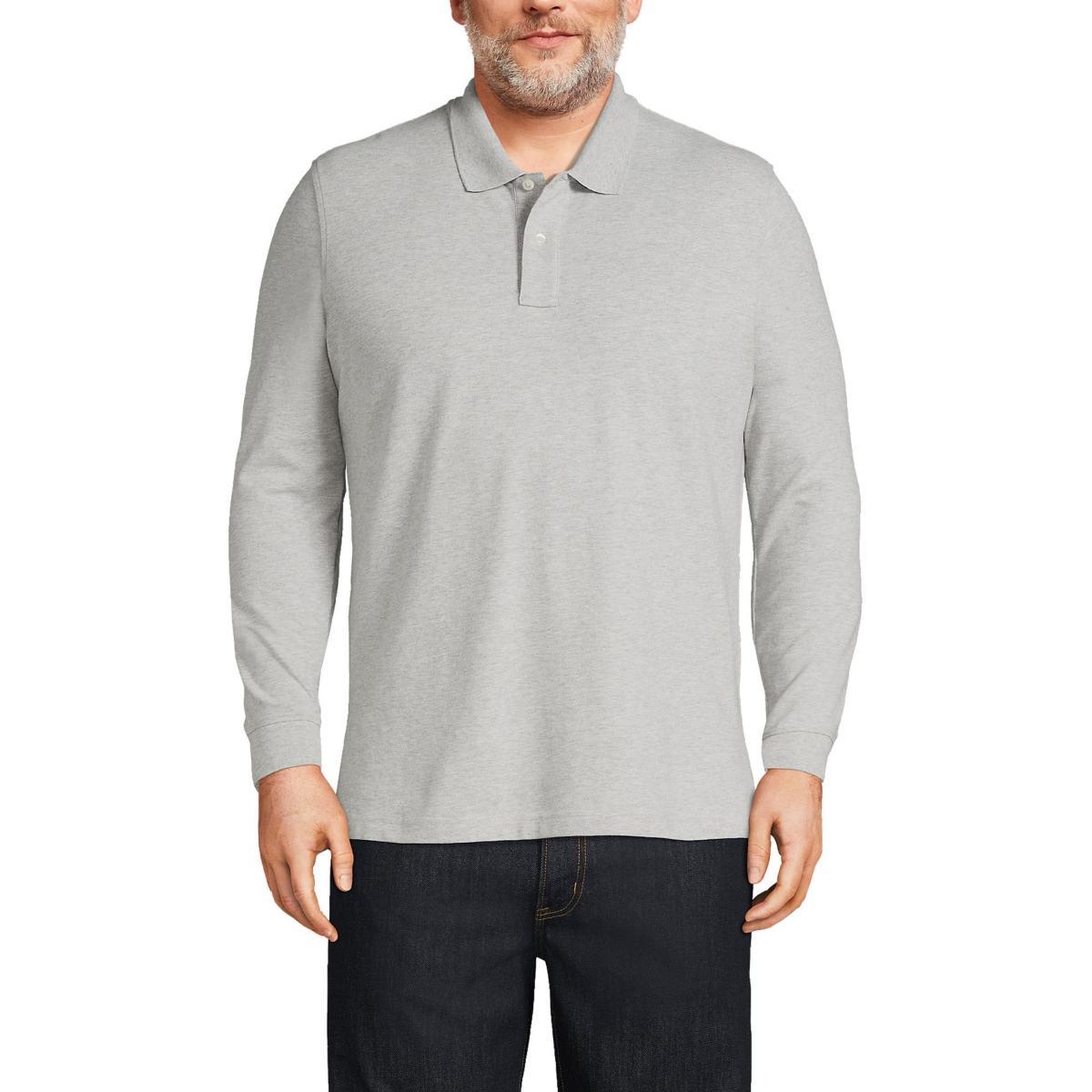 Lands End Mens Big and Tall Comfort First Long Sleeve Mesh Polo Shirt Product Image