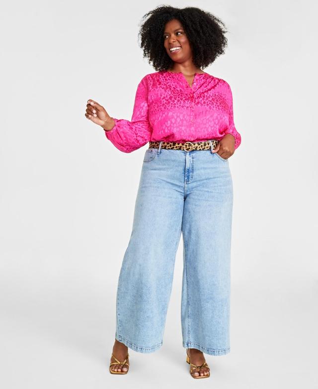 On 34th Plus Size High-Rise Wide-Leg Jeans, Created for Macys Product Image