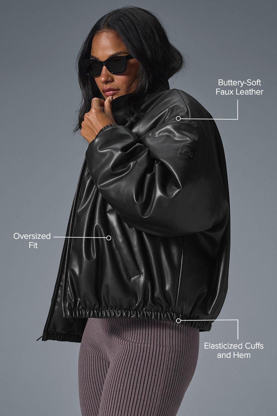 Faux Leather Premier Bomber - Black Female Product Image