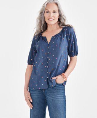 Women's Cotton Voile Embroidered Top, Created for Macy's Product Image