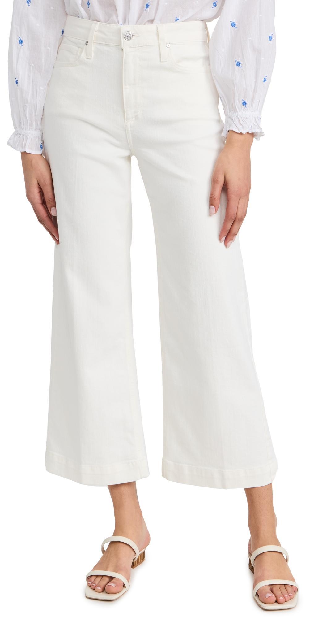 PAIGE Anessa Wide Leg Jeans Light Ecru 30 Product Image