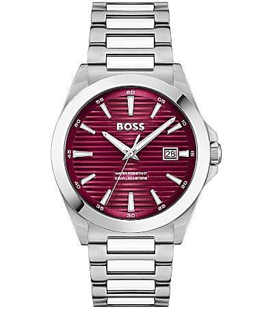 Hugo Boss Mens Strike Quartz Analog Red Dial Stainless Steel Bracelet Watch Product Image