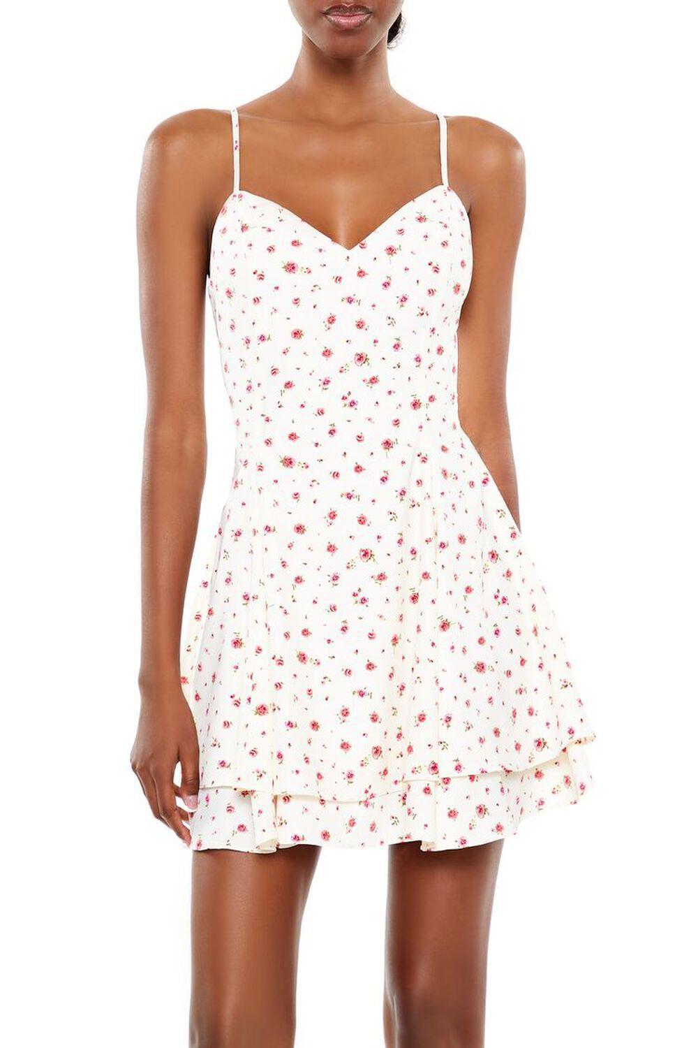 Layered Rose Print Mini Dress | Forever 21 Product Image