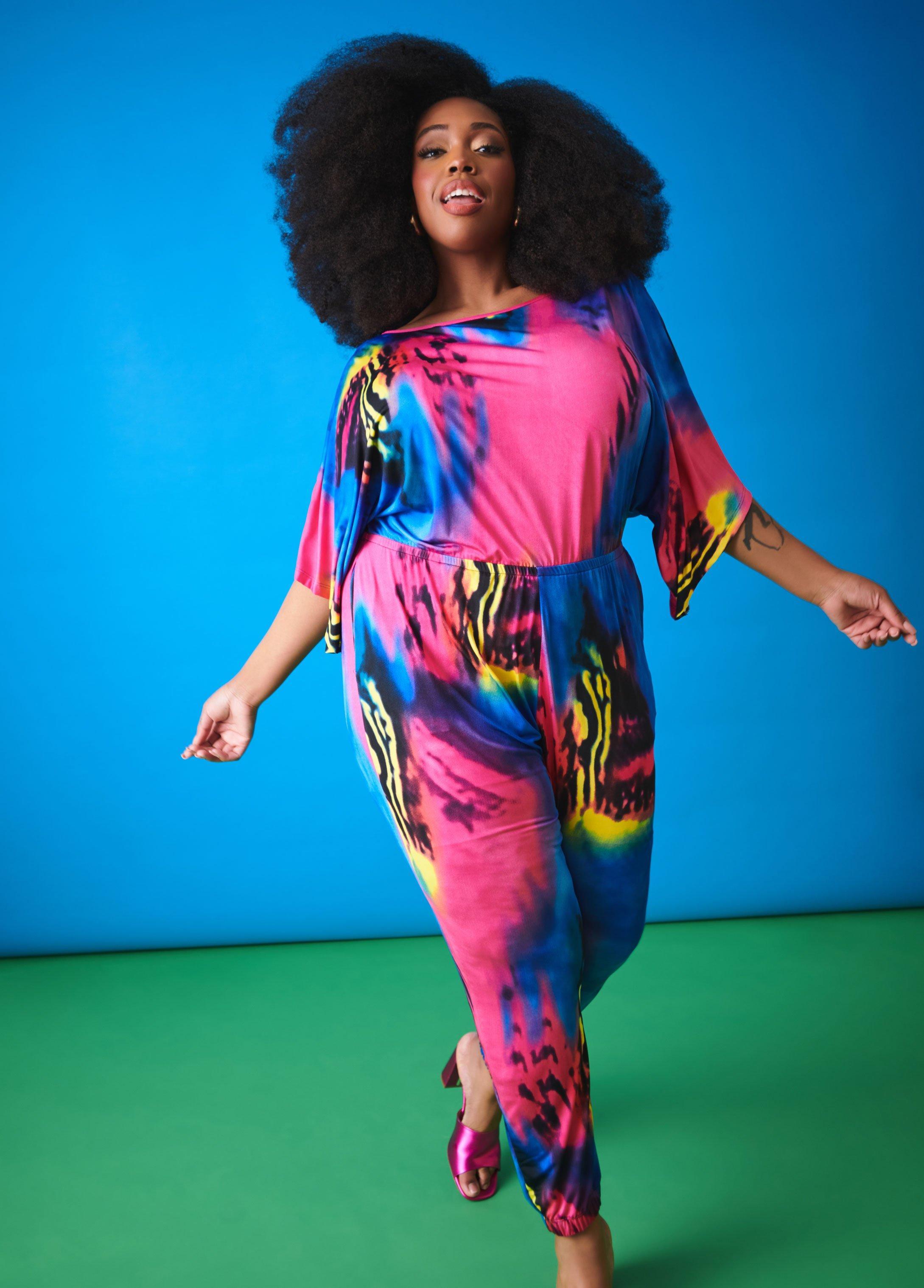 Plus Size Printed Joggers Jumpsuit Ashley Stewart Product Image