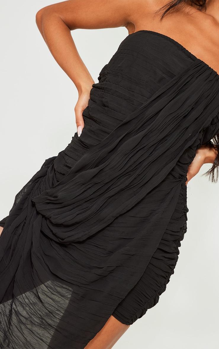 Black Ruched Chiffon Drape Bandeau Midaxi Dress Product Image