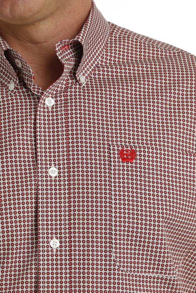 Cinch® Men's L/S Red/White Geo Print Button Shirt Product Image