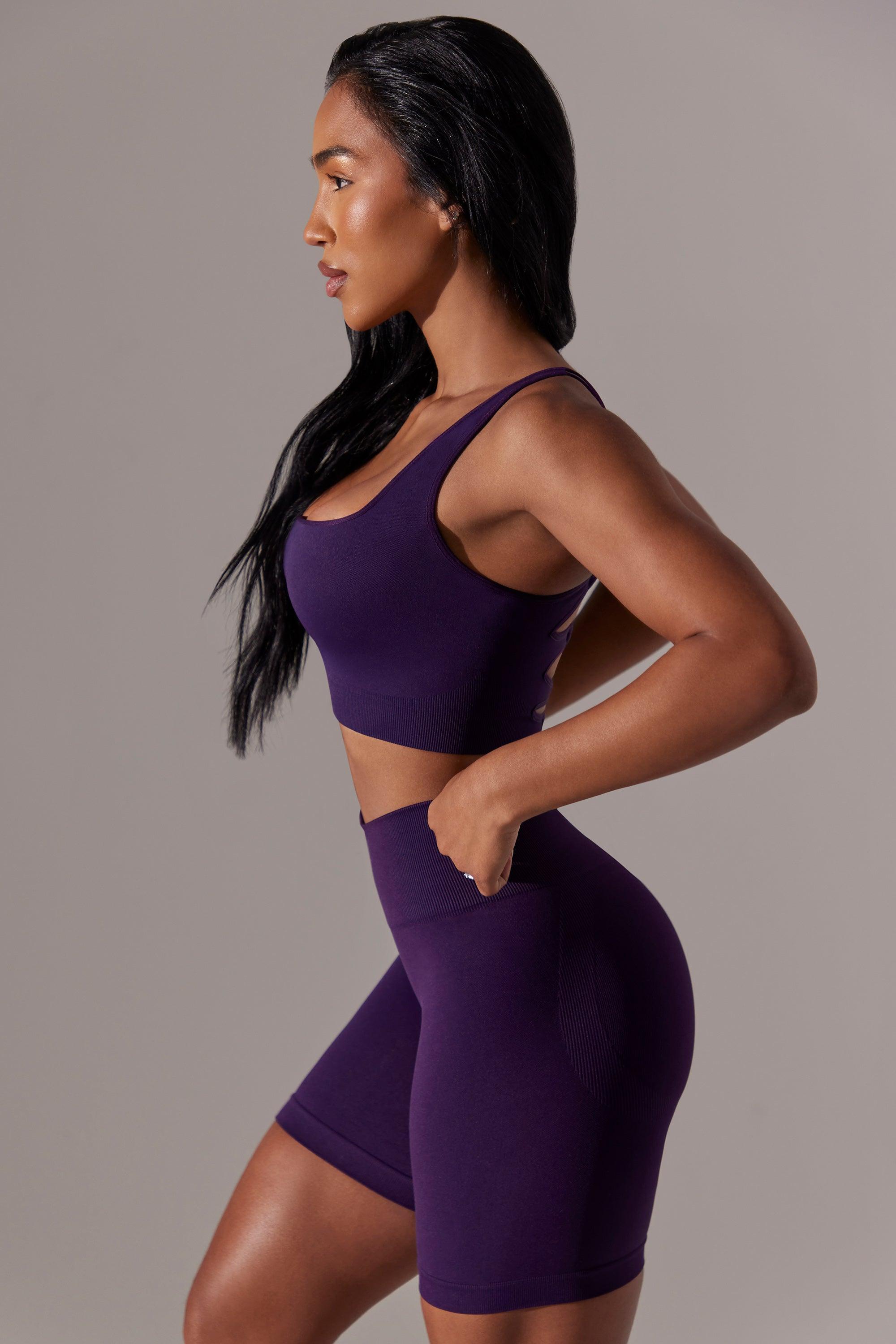 High Waist Super Sculpt Biker Shorts in Purple Female Product Image