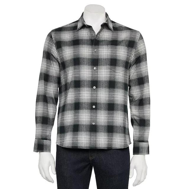 Mens Apt. 9 Premier Flex Slim-Fit Flannel Button-Down Shirt Black Sangria Product Image