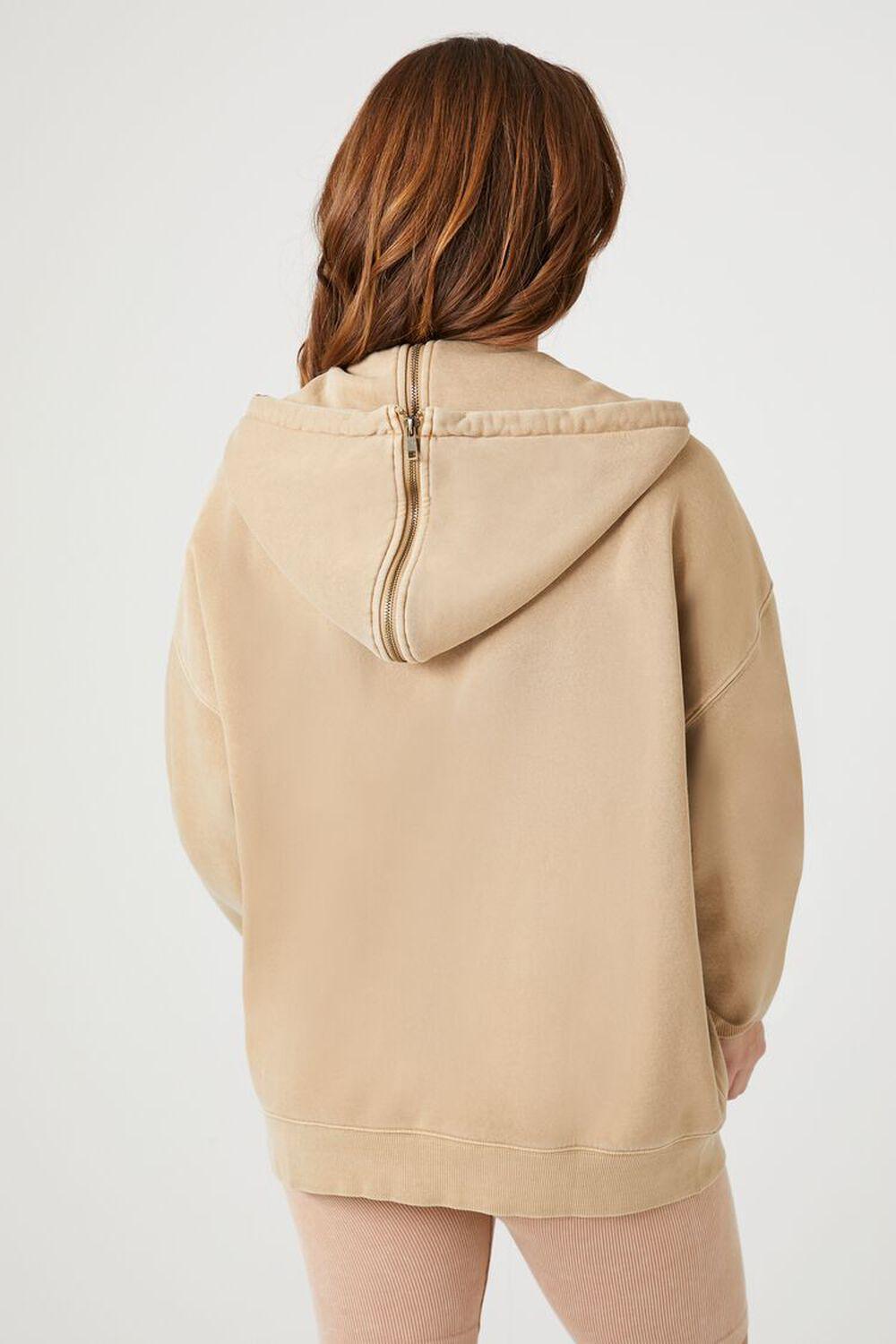 Fleece Drawstring Zip-Up Hoodie | Forever 21 Product Image