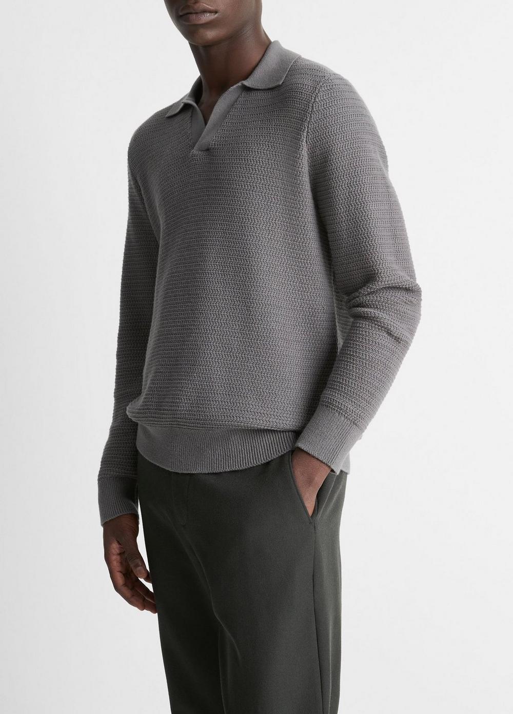 Craftsman-Rib Cotton-Cashmere Johnny-Collar Sweater Product Image