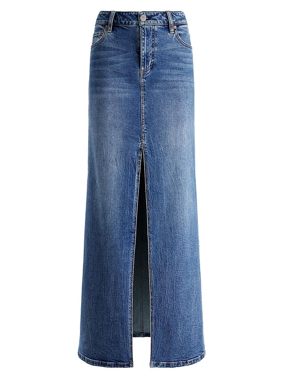 Womens Rye Denim Split Maxi Skirt Product Image