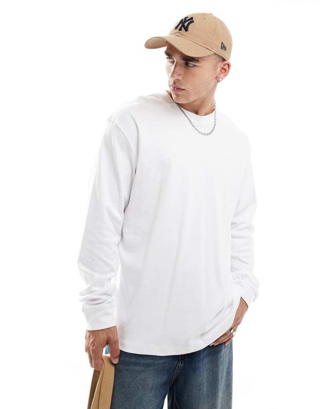 Jack & Jones oversized long sleeve t-shirt in white Product Image