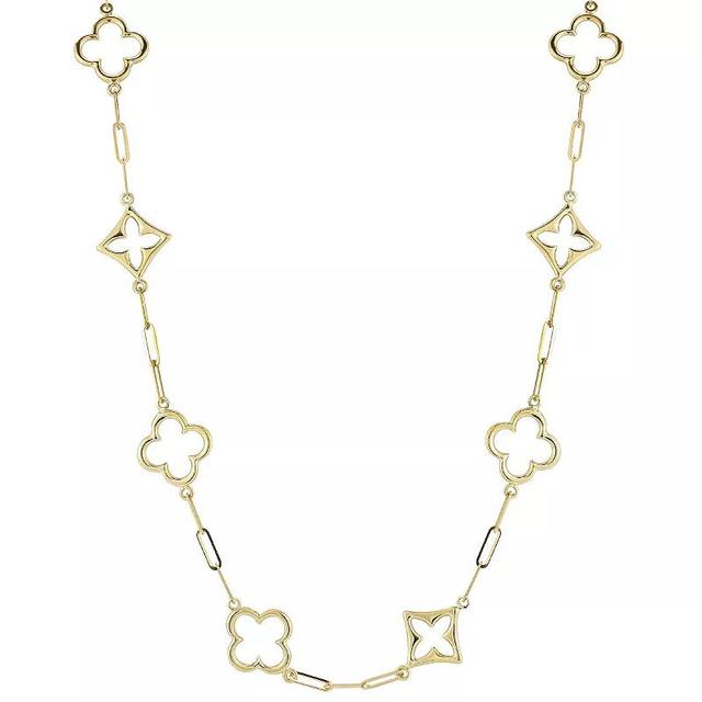 LUMINOR GOLD 14k Gold Clover Station Necklace, Womens Product Image