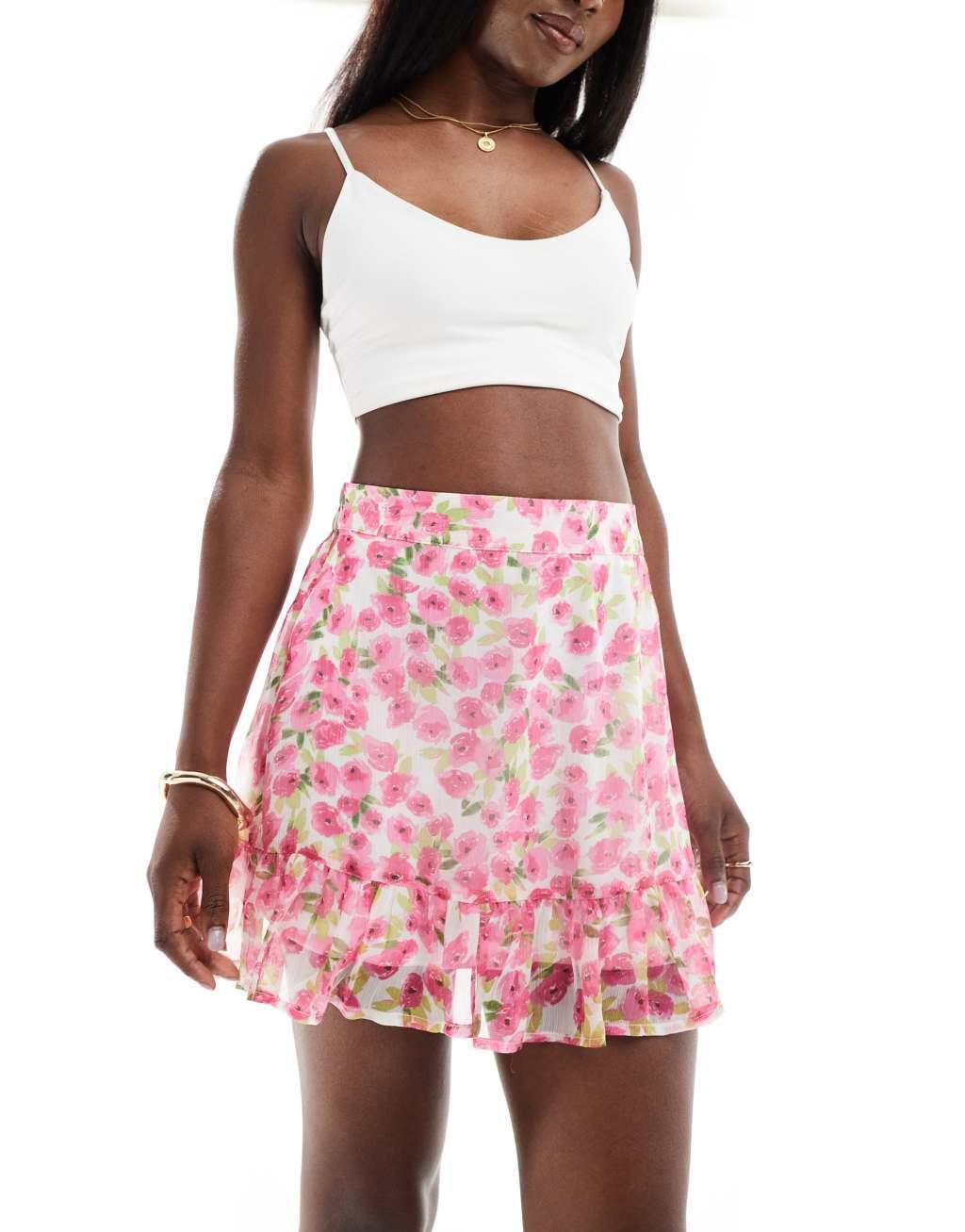 Vero Moda mini skirt in rose print  Product Image