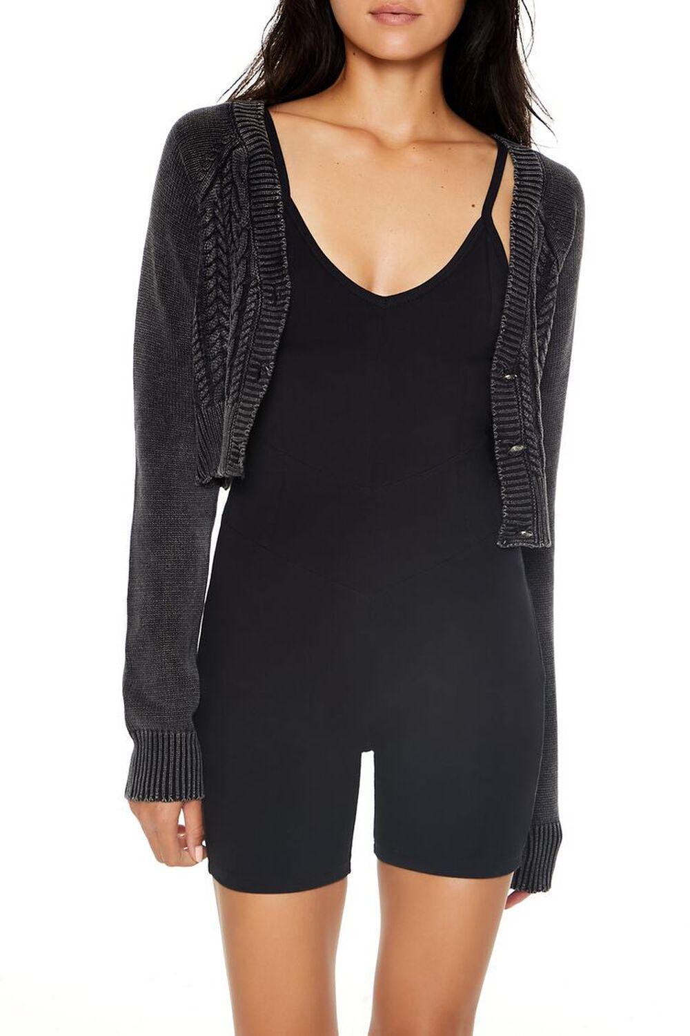 Cropped Mineral Wash Cardigan Sweater | Forever 21 Product Image