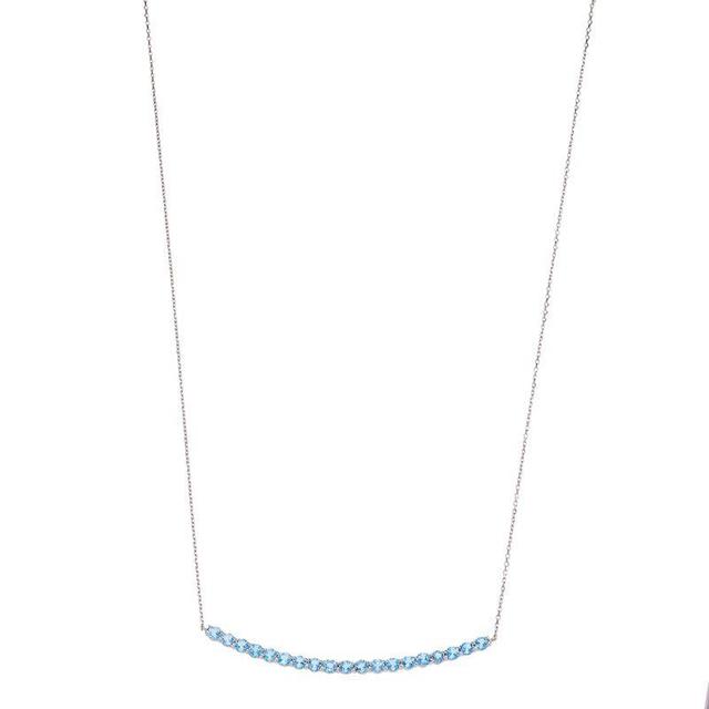 Sterling Silver Swiss Blue Topaz Curved Bar Necklace, Womens Product Image