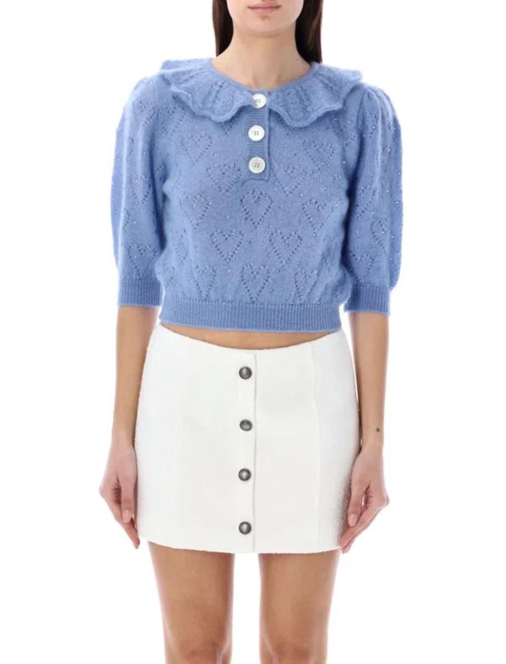 ALESSANDRA RICH Hotfix Jumper In Light Blue Product Image