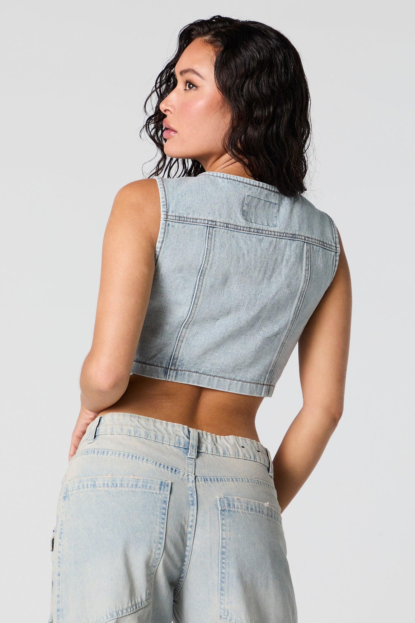 Denim Cargo Vest Female Product Image