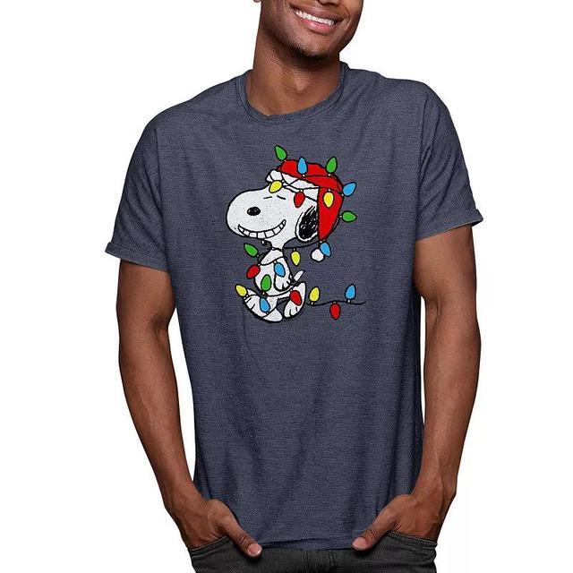 Mens Peanuts Snoopy Lights Tee Grey Blue Product Image