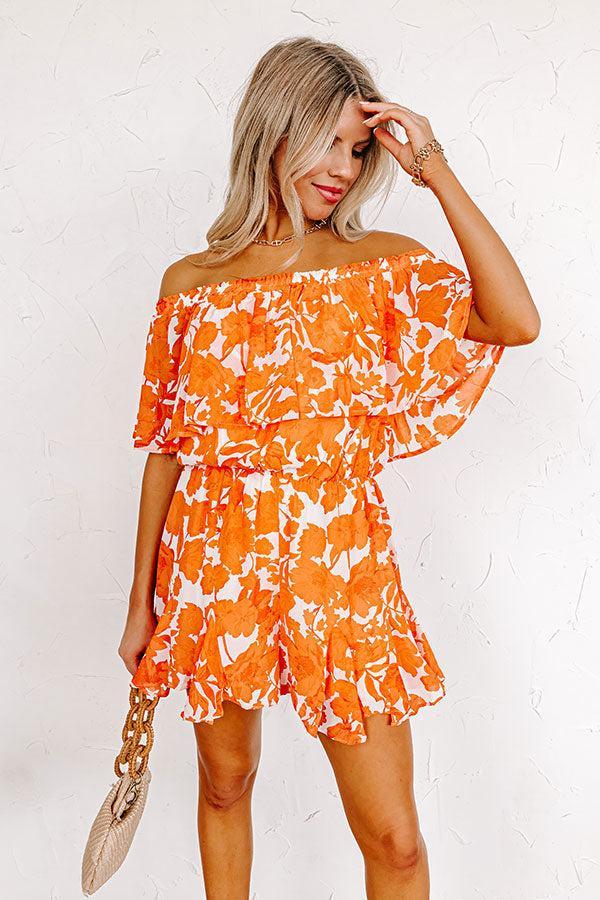 Seas The Moment Floral Romper In Orange Product Image