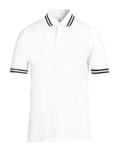 BRUNELLO CUCINELLI Man Polo Shirt Ivory Size Xxl Cotton In White Product Image