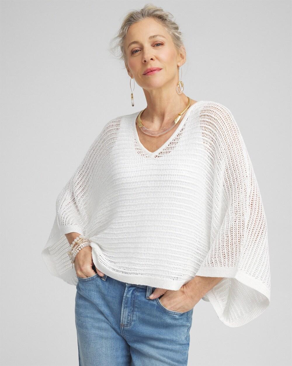 V-Neck Sequin Knit Poncho Product Image