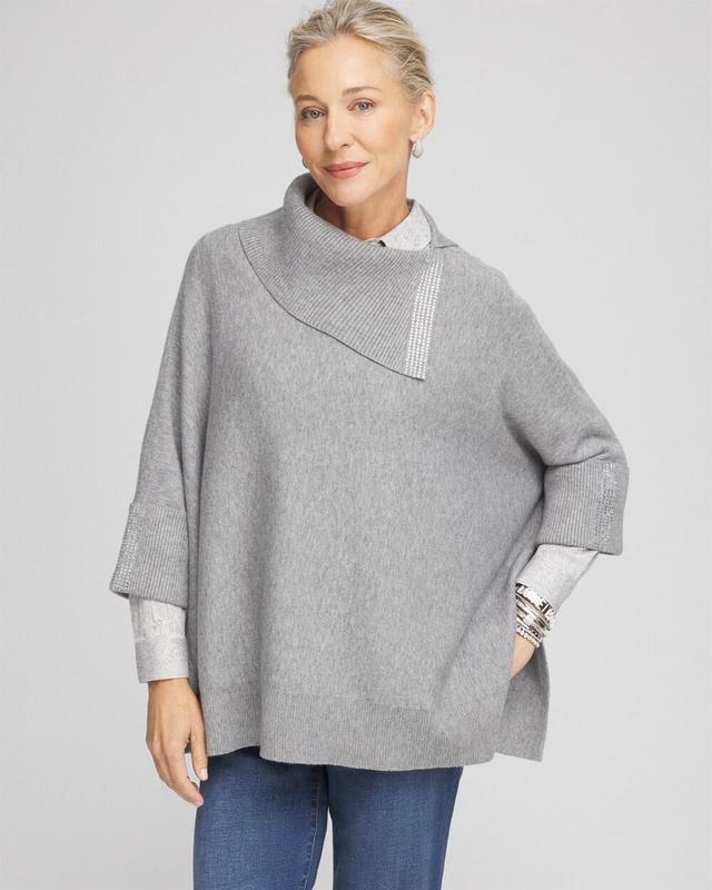 Embellished Cashmere Blend Poncho Product Image