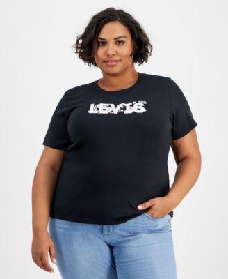 Plus Size Perfect Cotton Floral Logo Tee Product Image