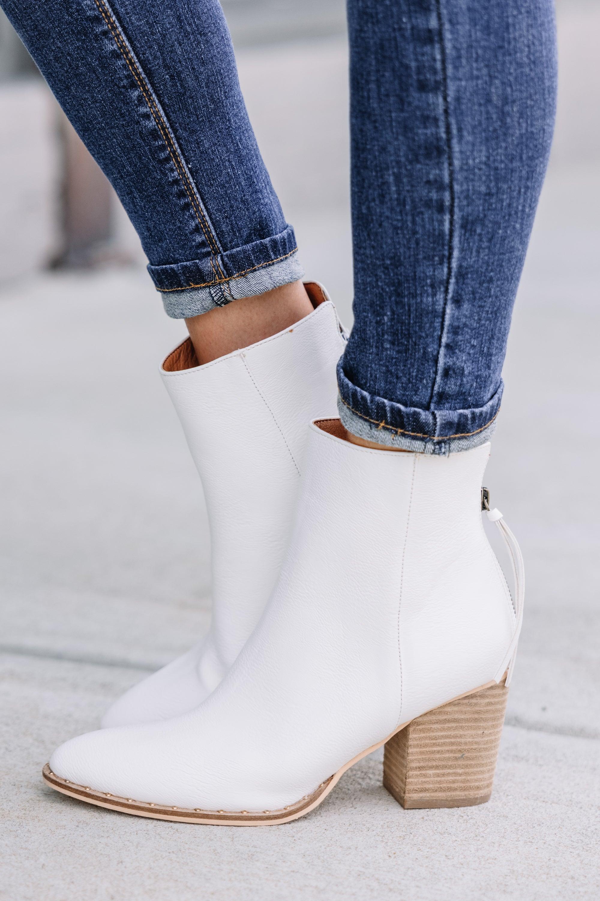 Stay In Step White Booties Female Product Image