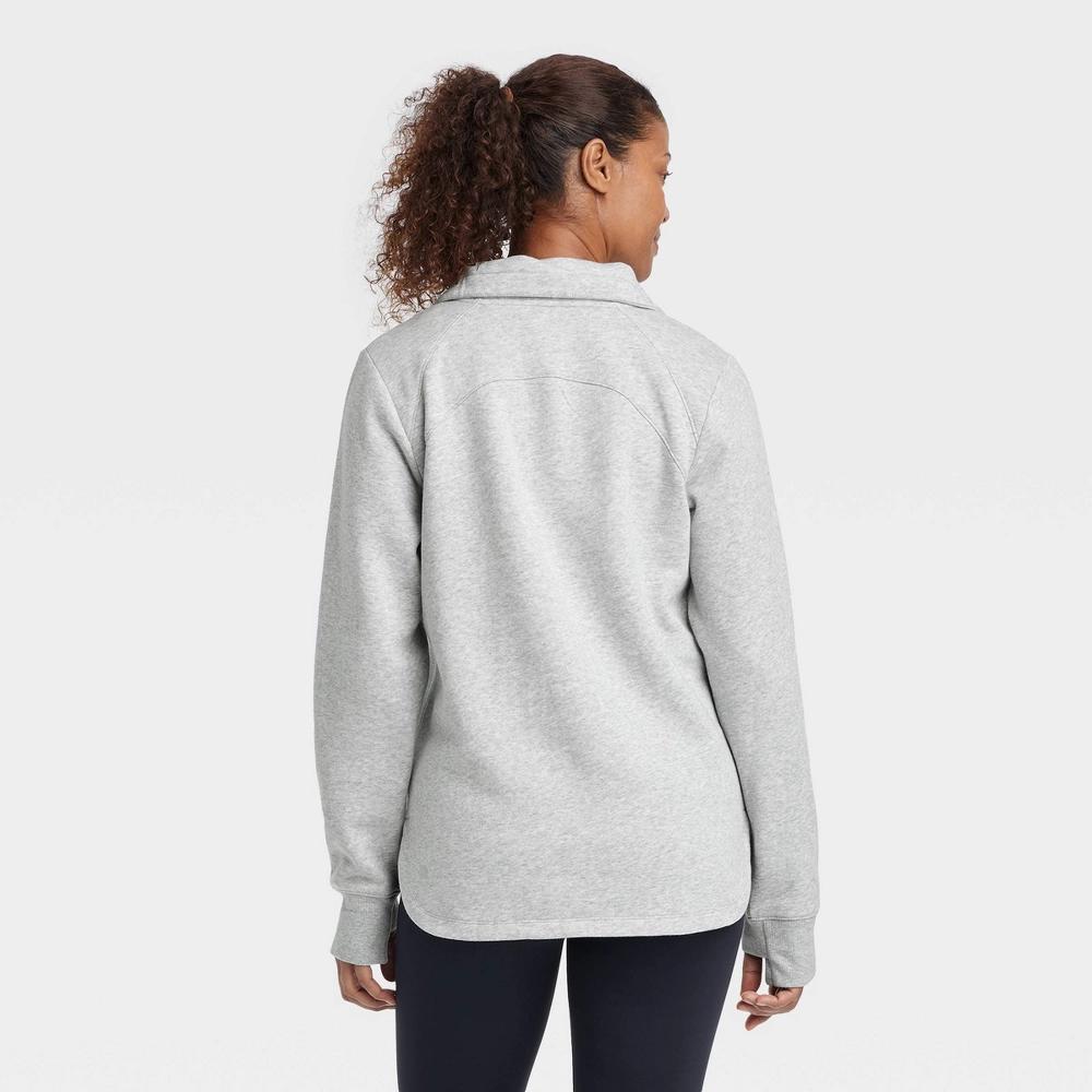 Women's Fleece 1/2 Zip Legging Friendly Pullover Sweatshirt - All In Motion™ Heathered Gray L Product Image