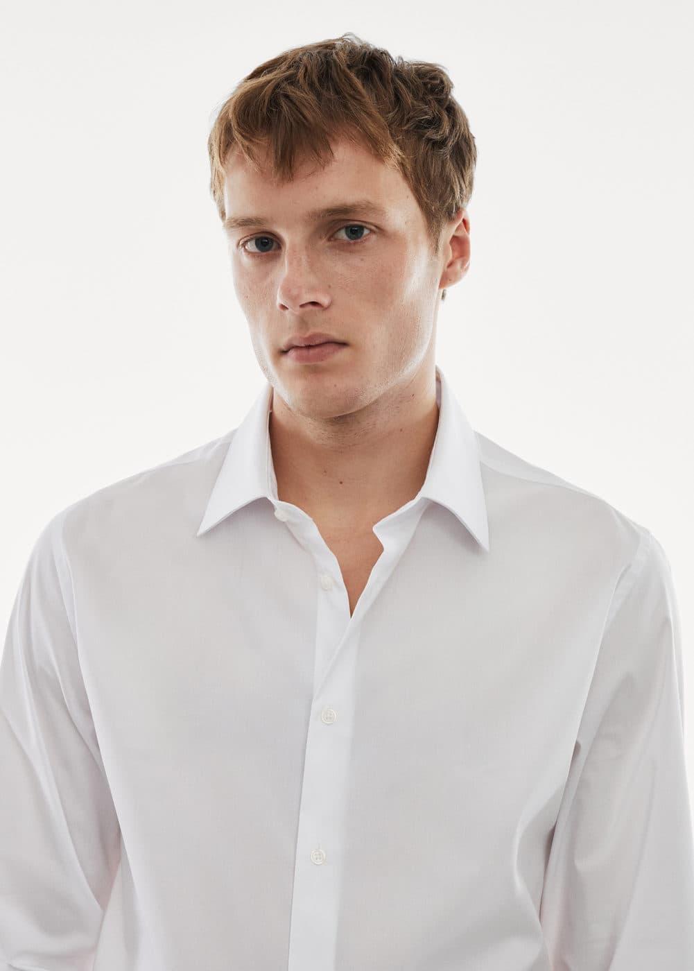 MANGO MAN - Slim fit stretch cotton shirt whiteMen Product Image